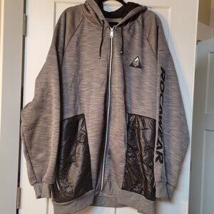 Rocawear Men's Big & Tall Gray and Black Hooded Jacket Size 5XL Full Zip Pockets